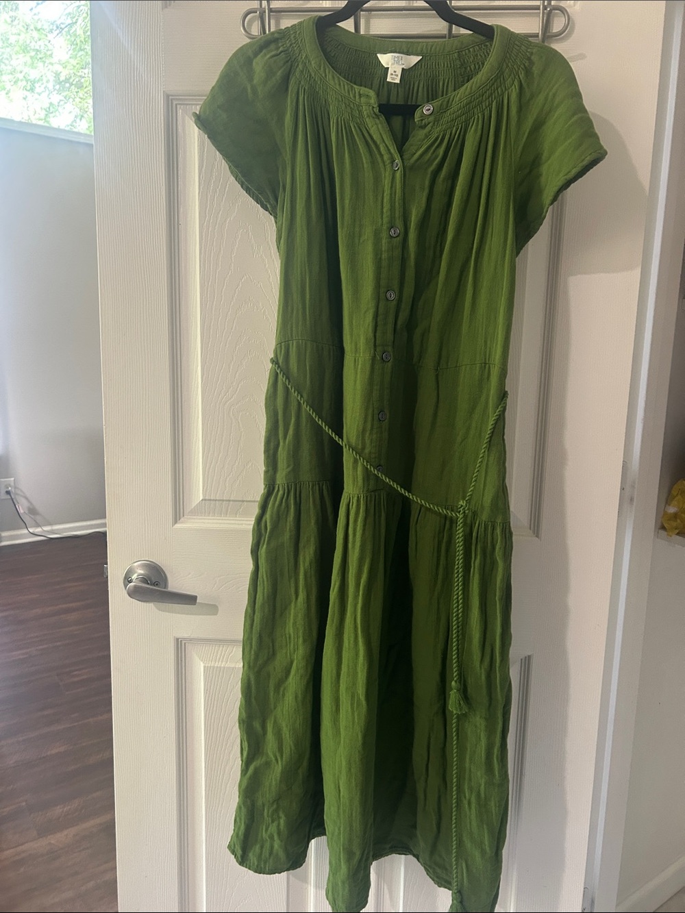 Time and Tru Olive-Green Button Front Dress